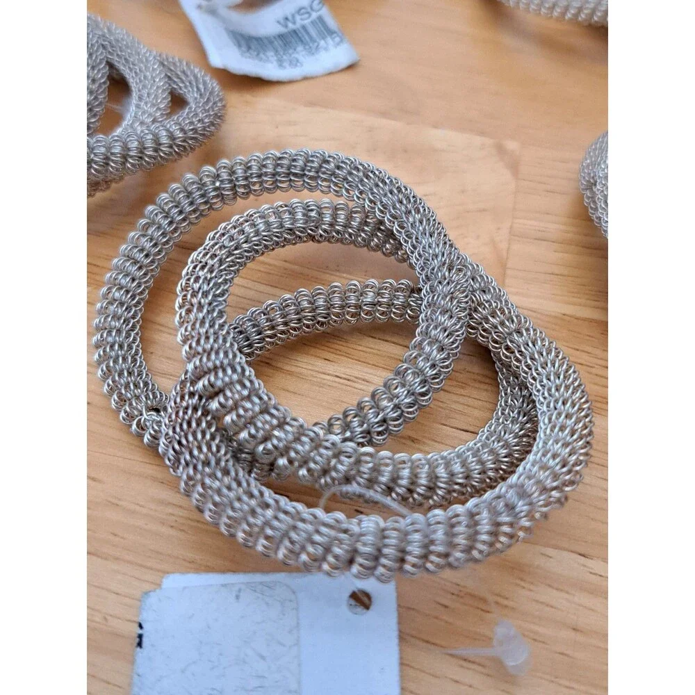 Vintage Pier 1 Triple Ring Wire Mesh Napkin Rings NOS  New with Tags Set of 5